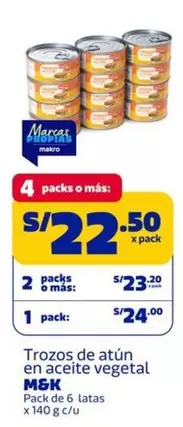 M&K - Trozos de atún en aceite vegetal