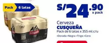 Cusqueña - Pack de 6 latas x 355 ml c/u Dorada Negra Trigo Cero