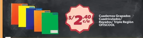 Ofiscool - Cuadernos Grabados Cuadriculados/ Rayados/ Triple Región