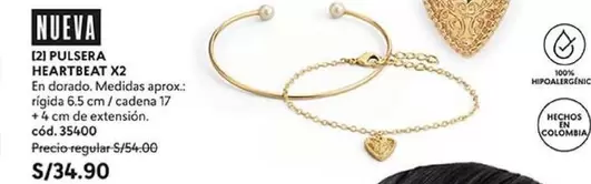 Dorado - PULSERA HEARTBEAT X2