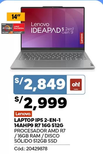 Lenovo - LAPTOP IP5 2-EN-1 14AHP9 R7 16G 512G