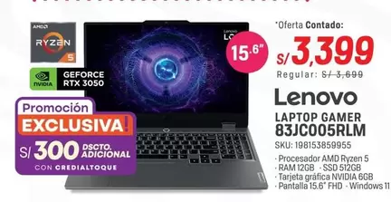 Lenovo - LAPTOP GAMER 83JC005RLM