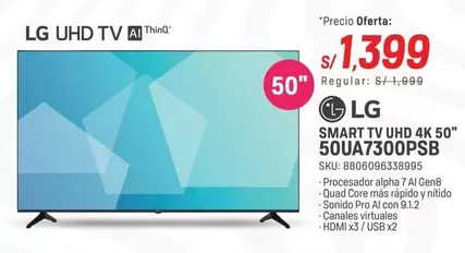 Lg - SMART TV UHD 4K 50" 50UA7300PSB