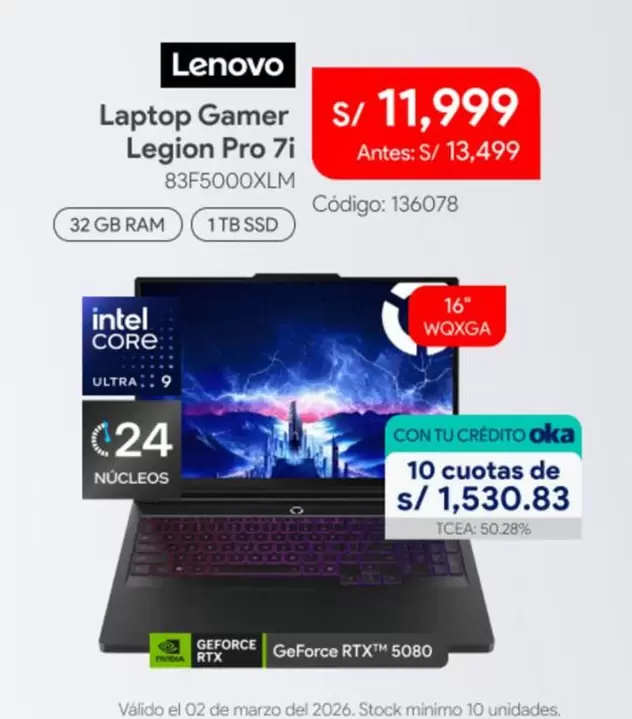 Lenovo - Laptop Gamer Legion Pro 7i 83F5000XLM
