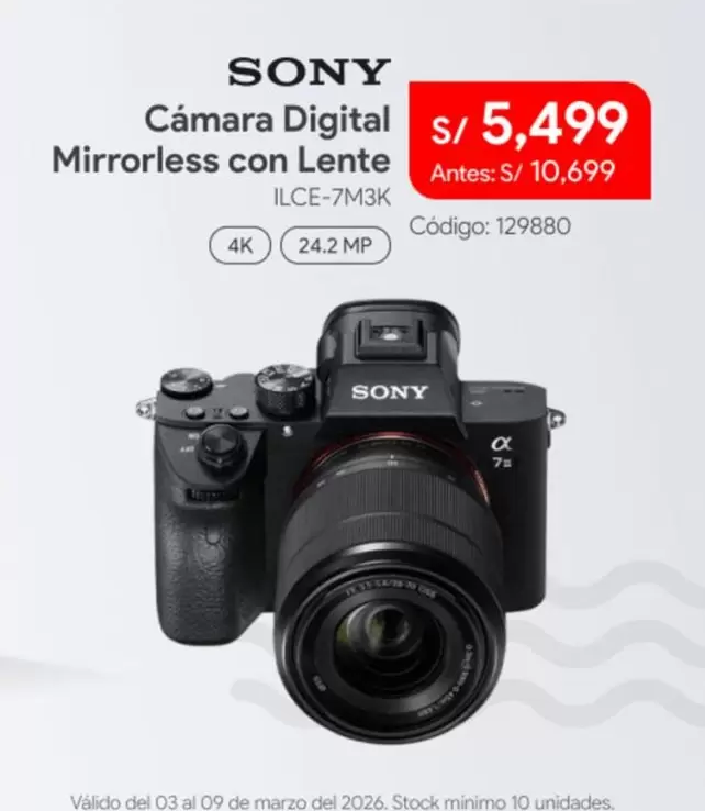 Sony - Cámara Digital Mirrorless con Lente ILCE-7M3K