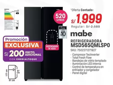 Mabe - REFRIGERADORA MSD565QMLSPO
