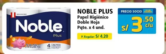 Noble - Papel Higiénico Doble Hoja Pqte. x 4 und.