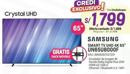 Samsung - SMART TV UHD 4K 65" UN65U8000F
