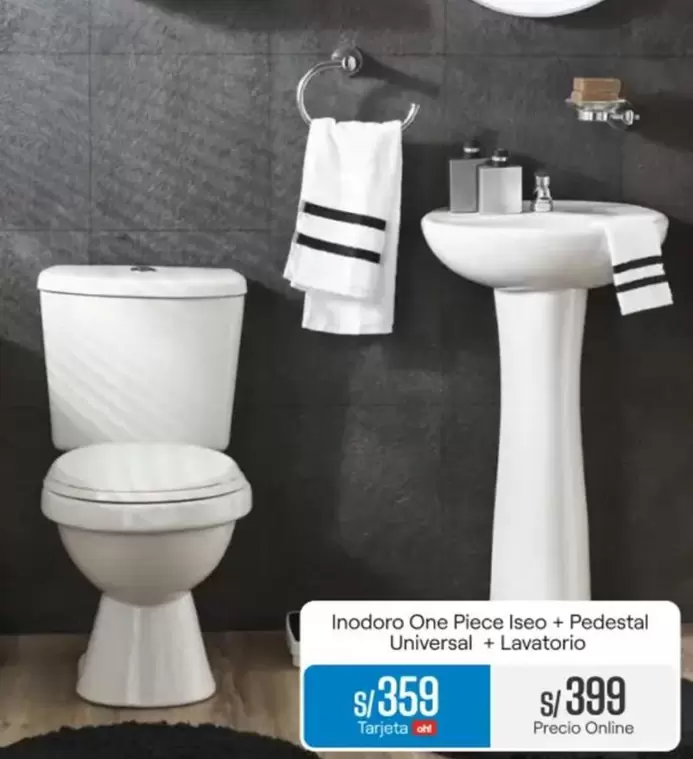 Universal - Inodoro One Piece Iseo + Pedestal  + Lavatorio