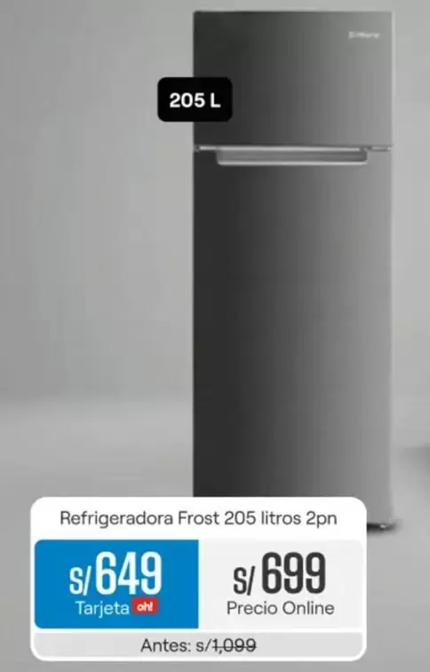 Refrigeradora Frost 205 litros 2pn