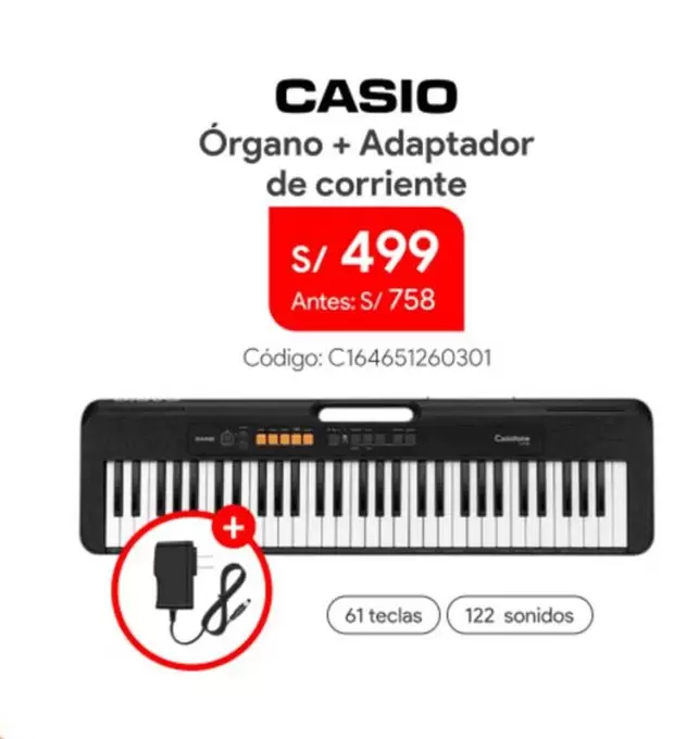 Casio - Órgano + Adaptador de corriente