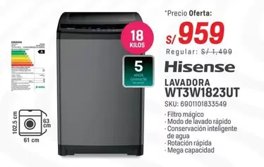 Hisense - LAVADORA WT3W1823UT