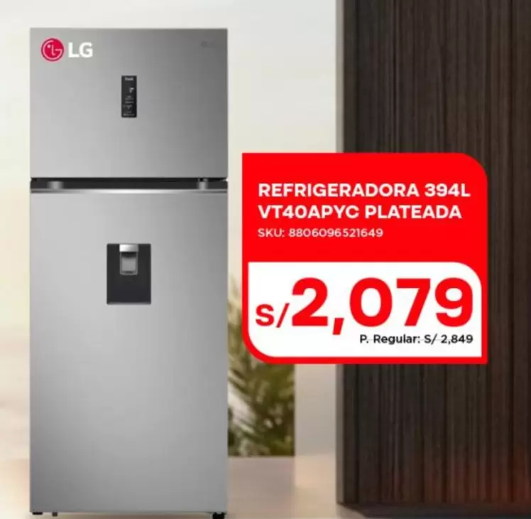 Lg - REFRIGERADORA 394L VT40APYC PLATEADA
