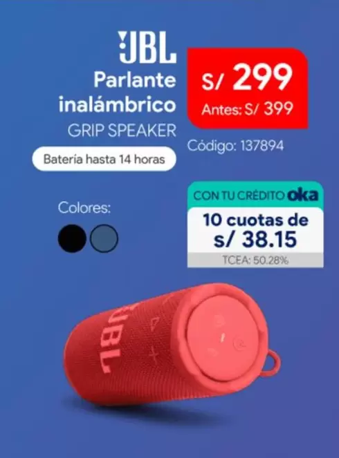 JBL - Parlante inalámbrico GRIP SPEAKER