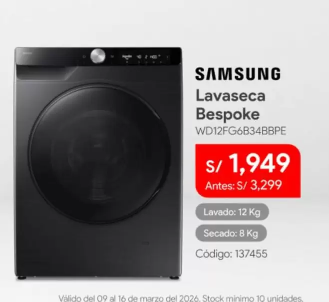 Samsung - Lavaseca Bespoke WD12FG6B34BBPE
