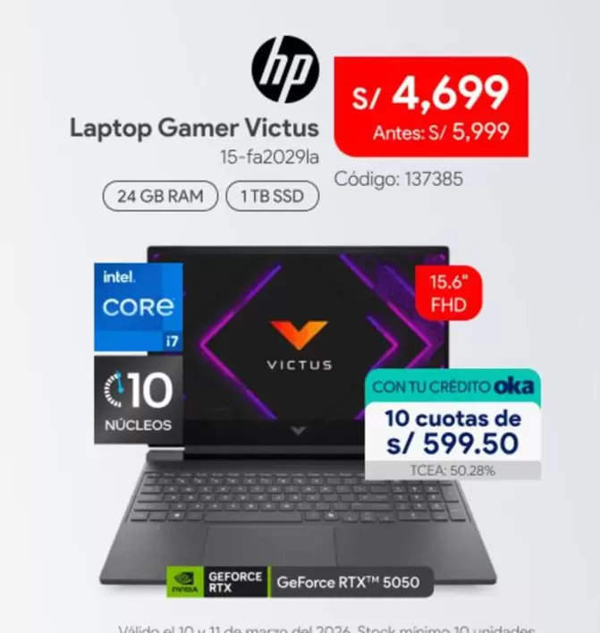 Hp - Laptop Gamer Victus 15-fa2029la