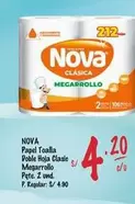 Nova - Papel Toalla Doble Hoja Clasic Megarrollo Pqte. Z und.