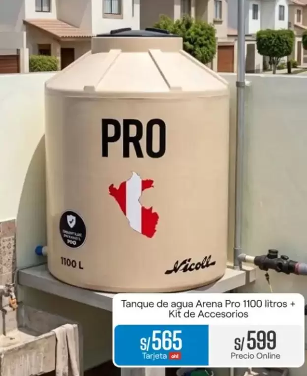 Pro    - Tanque de agua Arena Pro 1100 litros + Kit de Accesorios