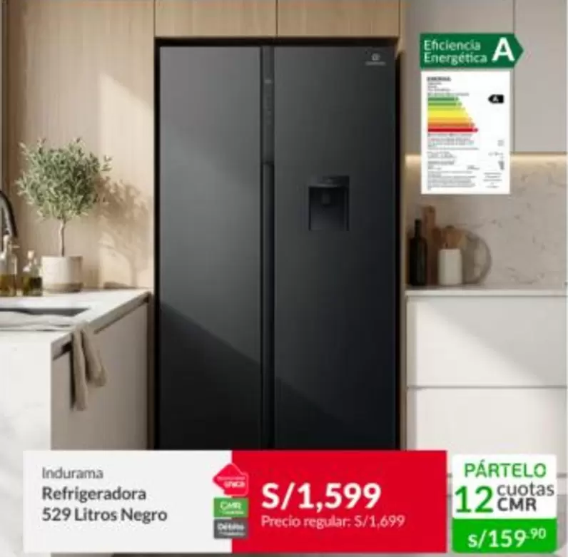 Indurama - Refrigeradora 529 Litros Negro
