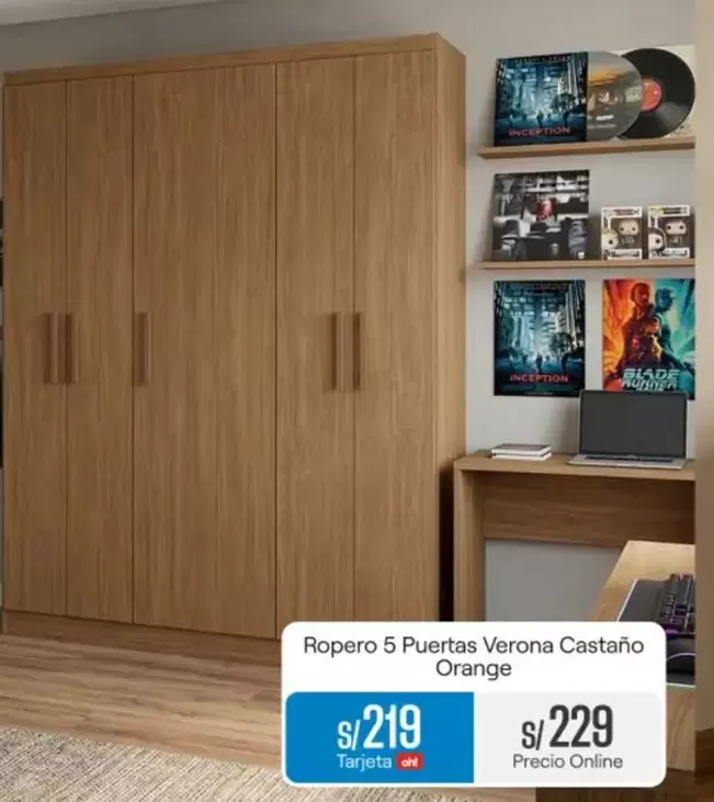Orange - Ropero 5 Puertas Verona Castaño