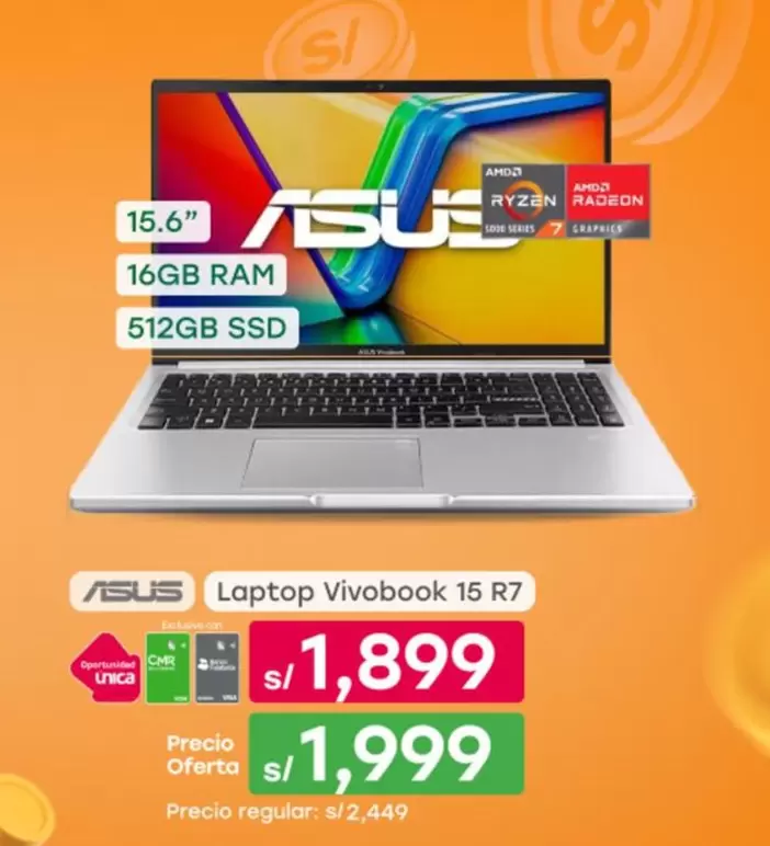 Asus - Laptop Vivobook 15 R7