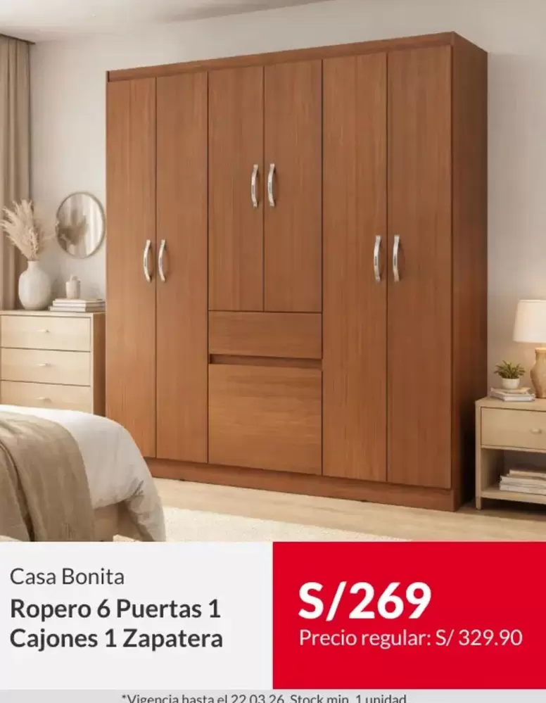 Ropero 6 Puertas 1 Cajones 1 Zapatera