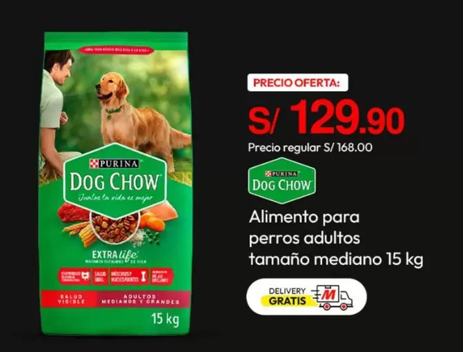 Dog Chow - Alimento para perros adultos tamaño mediano 15 kg