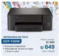 IMPRESORAS DE TINTA DCP-T430W