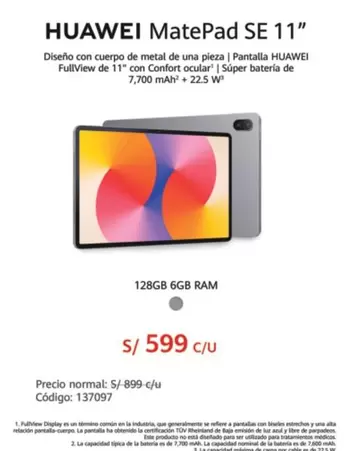 Huawei - MatePad SE 11" 128GB 6GB RAM