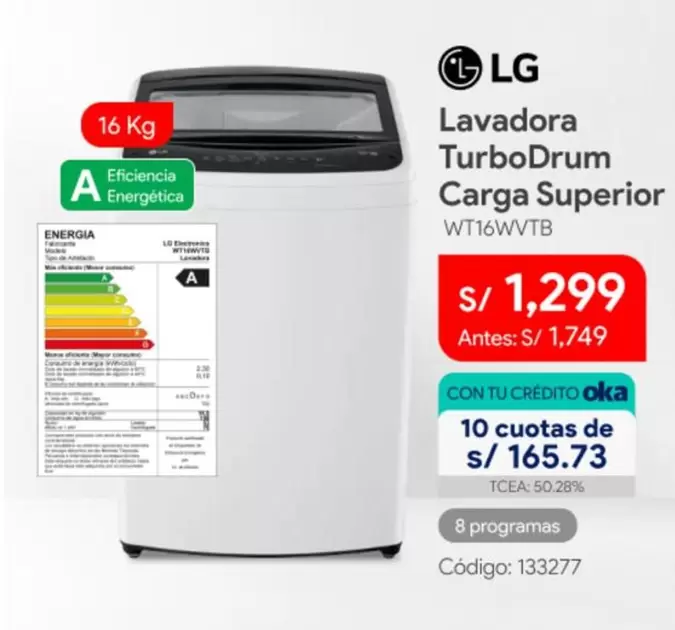 Lg - Lavadora TurboDrum Carga Superior WT16WVTB