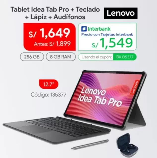 Lenovo - Idea Tab Pro + Teclado + Lápiz + Audífonos