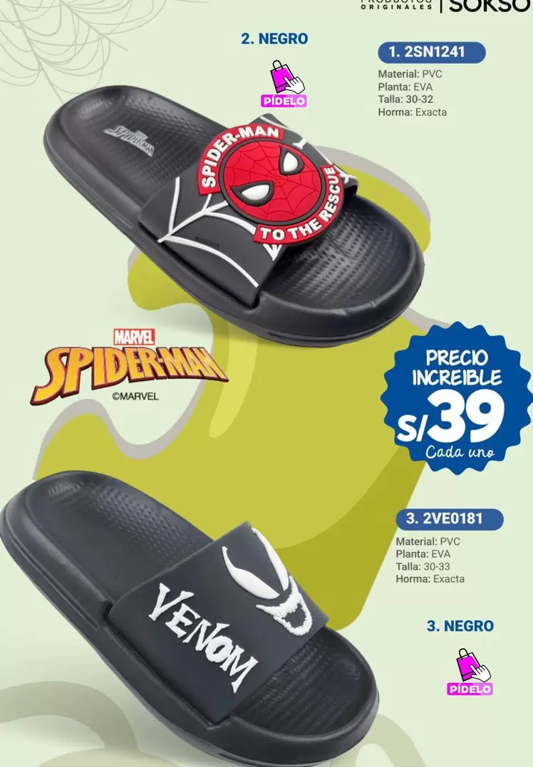 Spiderman - Sandalias Spider-Man 1.2SN1241, Sandalias Venom 2.2VE0181