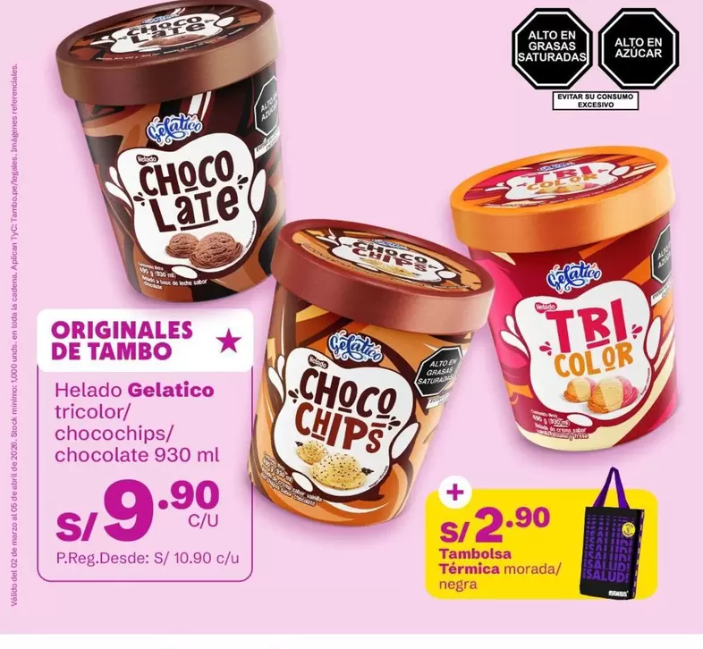 Imágenes - Helado Gelatico tricolor/choco chips/chocolate