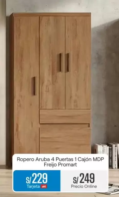 Aruba - Ropero  4 Puertas 1 Cajón MDP