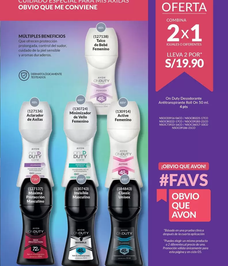 Avon - On Duty Desodorante Antitranspirante Roll On