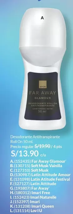 Avon - Far Away Glamour, Soft Musk Vanilla, Soft Musk, Latin Attitude Amour, Latin Attitude Festival, Latin Attitude, Far Away, Imari Free, Imari Naturals, Imari, Imari Queen, Lov IU