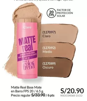 Real - Matte  Base Mate en Barra FPS 20