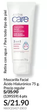 Avon - Mascarilla Facial Ácido Hialurónico 75 g.