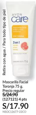 Avon - Mascarilla Facial Toronja 75 g.