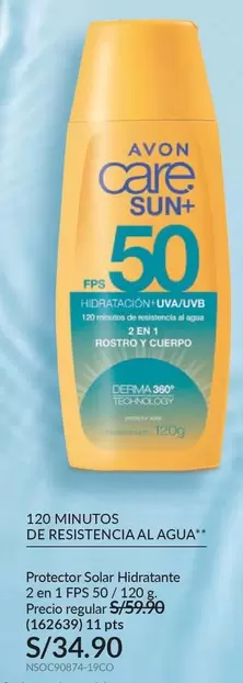Avon - Protector Solar Hidratante 2 en 1 FPS 50