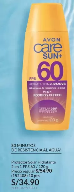 Avon - Protector Solar Hidratante 2 en 1 FPS 60