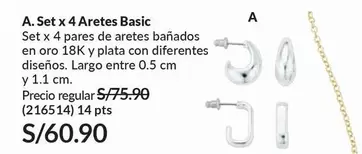 Oro - Set x 4 Aretes Basic