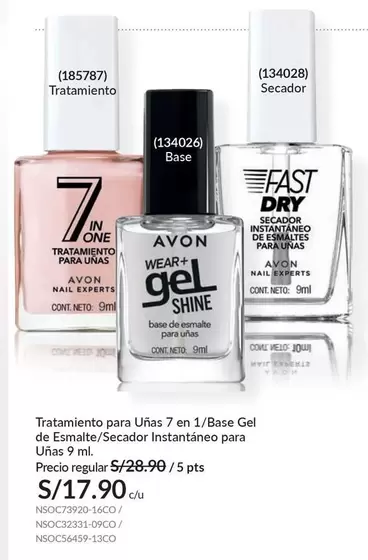 Avon - Tratamiento para Uñas 7 en 1 / Base Gel de Esmalte / Secador Instantáneo para Uñas 9 ml