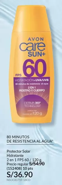 Avon - Protector Solar Hidratante 2 en 1 FPS 60 / 120g