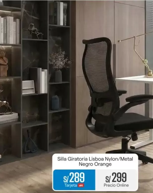 Orange - Silla Giratoria Lisboa Nylon/Metal