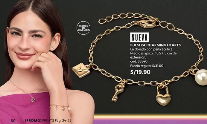 Dorado - PULSERA CHARMING HEARTS cod. 35540