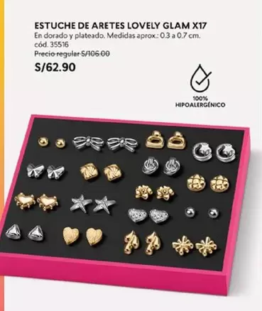 Dorado - ESTUCHE DE ARETES LOVELY GLAM X17, cód. 35516