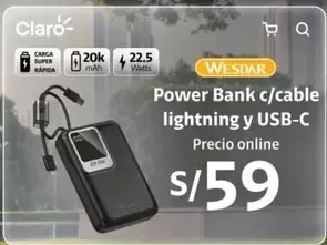 power - Power Bank c/cable lightning y USB-C