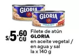 Gloria - Filete de atún en aceite vegetal / en agua y sal