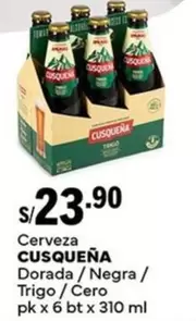Cusqueña - Cerveza Dorada / Negra / Trigo / Cero pk x 6 bt x 310 ml